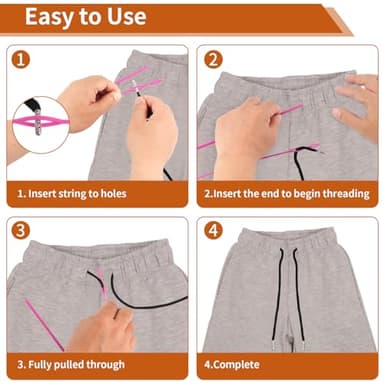 BEVTEE 12 Pcs Drawstring Cord, 60 Inch Hoodie String Replacement, Draw String with Threader Tool for Sweatpants Pants (Black/White) - Image 6