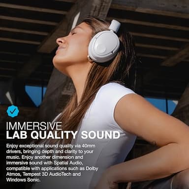 JLab JBuds Lux ANC Wireless Headphones, Cloud White, Hybrid Active Noise Cancelling, Customizable Sound, Spatial Audio Compatible, Premium Over-Ear Bluetooth Headset - Image 2