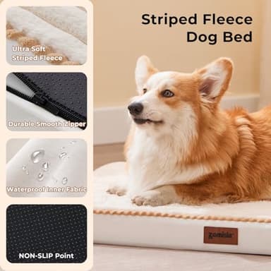 ZOMISIA XL Dog Crate Bed for Extra Large Dogs - Waterproof Puppy Bed for 42 Inch Kennel with Removable Washable Corduroy Cover, Orthopedic Support with Egg Crate Foam Filling, Cream - Image 2