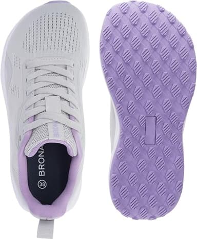 BRONAX Womens Wide Tennis Shoes Mesh Lace up Running Fitness Size 7w Sports Breathable Female Footwear Walking Rubber Sole Outdoor Athletics Sneakers Grey and Purple 38 - Image 2
