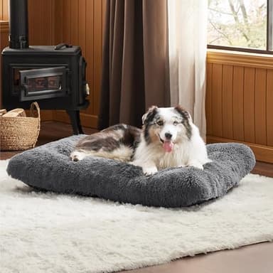 Bedsure Washable Extra Large Dog Bed for Crate, Faux Fur Dog Crate Pad for Large Breed, Plush Soft Comfort Dogs Sleeping Mat, Anti-Slip Pet Kennel Pad, 41" x 29", Dark Grey - Image 3