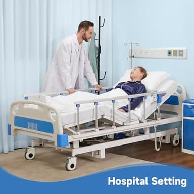 Real Relax Premium 3 Function Full Electric Hospital Bed (with Mattress & IV Pole), Premium Medical Hospital Beds, with Locking Casters, Motor. - Image 2