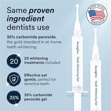 Auraglow Teeth Whitening Kit, LED Accelerator Light, 35% Carbamide Peroxide Teeth Whitening Gel, 20+ Whitening Treatments, Whitens up to 10 Shades in 7 Days - Image 4