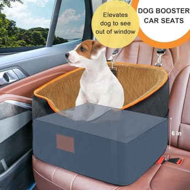 XIEEAOZEE Dog Car Seat for Small Dogs, Memory Foam Booster Dog Seat for Dogs up to 35 lbs, Elevated Pet Car Seat with Washable Removable Cover, Storage Pockets - Image 4