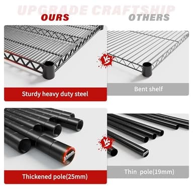REIBII 60''W X 82.6" H Steel Heavy Duty Wire Shelving Unit with Wheels, 6-Tier Adjustable Storage Shelves 3598LBS Commercial Metal Shelves for Pantry, Garage, College Dorm School Industrial Shelving - Image 6