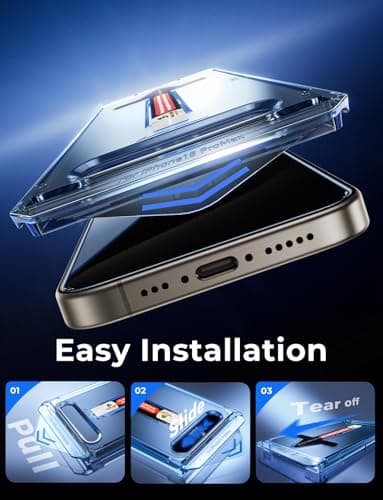 MAGIC JOHN 2 Pack for iPhone 15 Pro Max 6.7 inch Privacy Glass Screen Protector, Auto Dust-Elimination Installation, Bubble Free, Easy Installation - Image 4