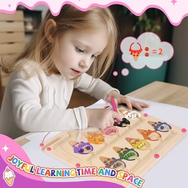 wakeInsa Magnetic Color and Number Maze,Montessori Toy for 2-5 Years Old Girls,Wooden Magnet Balls Puzzles,Toddler Busy Board Game,Preschool Learning Activities,Christmas & Birthday Gift for Kids - Image 6