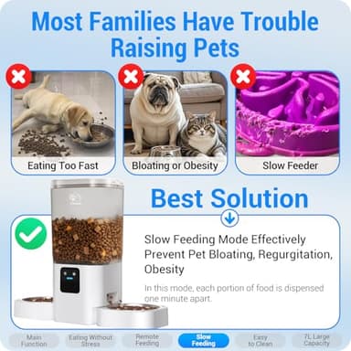 Frienhund Automatic Cat Feeder 2 Cats with Slow Feed: Dual Automatic Dog Feeder with 5G WiFi, Cat Food Dispenser with APP Control for Multiple Pets, Detachable for Easy Clean,Large Food Storage-29 Cup - Image 5