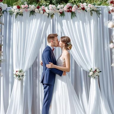 10x10ft Wrinkle Free White Backdrop Curtain for Parties Soft Fabric Drapes Wedding White Curtain Backdrop for Birthday Party Decorations Background for Photography 5x10ft, 2 Panels - Image 2