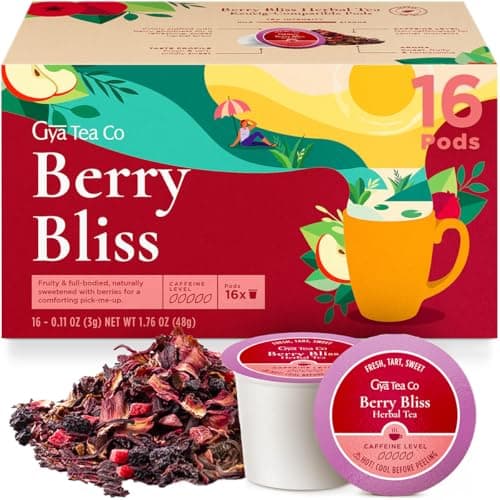 Gya Tea Co Berry Bliss Herbal Tea Pod (16 ct) - Decaf Fruit Sweet Tea for Relaxing & Kickstart the Day - Image 1