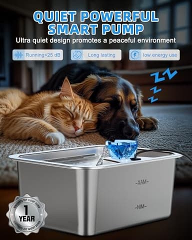 Lesotc Dog Water Fountain for Large Dogs, 11L/3Galon Stainless Steel Large Pet Water Fountain with 4 Filters, Automatic Dog Water Bowl Dispenser, Ultra-Quiet Pump, Ideal for Multi-Pet Home - Image 4