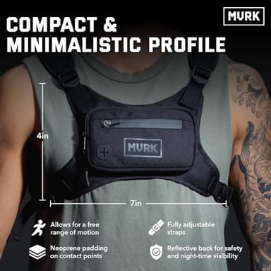 MVRK Water Resistant Chest Pack - Minimalist Running Pack For Workouts, Running Phone Holder With Extra Storage, Lightweight Running Vest, Running Backpack With Reflective Print (Reflective) - Image 3