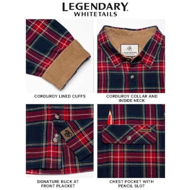 Legendary Whitetails Men's Standard Buck Camp Shirt, Tartan Red Plaid, XX-Large - Image 4