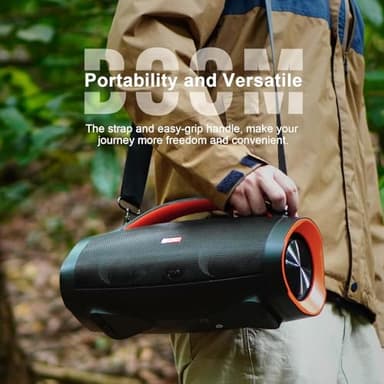 DOSS Extreme Boom Pro Loud Bluetooth Speaker with 100W Stereo Sound, Extra Bass, 20H Playtime, Party-Sync Led Lights, Built-in Power Bank, IPX6 Waterproof for Outdoor, Camping, Travel-Blue - Image 7