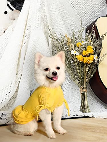 Topkins Small Dog Dresses, Dog Birthday Dresses, Dog Party Dress, Dog Holiday Dresse with Cute Ruffles, Dog Clothes for Small Medium Dogs Girl(Yellow, S) - Image 6