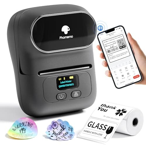 Phomemo M110 Thermal Label Makers- Barcode Label Printer Bluetooth Label Maker Portable Printer for Small Business, Address, Logo, Clothing, Mailing, Sticker Printers for Phone & PC, Gray - Image 1