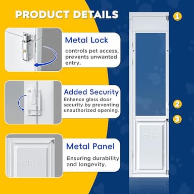 XLarge Dog Door for Sliding Glass Door,Openable Pet Door for Sliding Glass Doors，All-Metal Framed & Panel & Lock,Adjustable 75 7/8" to 81" Slider Height -Extra Large - Image 6