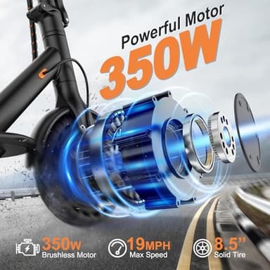 VOLPAM Electric Scooter, 350W/500W, 8.5"/10" Tires, 12/21/28 Miles Range, 16/19/22Mph, Folding E-Scooter with Dual Braking - Image 2