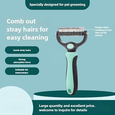 Pet Comb Ultimate Dog Grooming Set: Professional Deshedding Brushes for Dogs & Cats – Perfect for Long-Haired Breeds, Flea Removal, & Dematting (Green, For Cats and Small Dogs) - Image 2