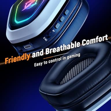 Ozeino 2.4GHz Wireless Gaming Headset for PC, Ps5, Ps4 - Lossless Audio USB & Type-C Ultra Stable Gaming Headphones with Flip Microphone, 40-Hr Battery Gamer Headset for Switch, Laptop, Mobile, Mac - Image 4