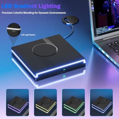 RGB External CD/DVD Drive for Laptop, External CD Drive USB 3.0 Type-C Portable DVD Player, CD Burner +/-RW Optical Drive, Slim CD ROM External Drive for Laptop Desktop PC Windows Mac (Black) - Image 2