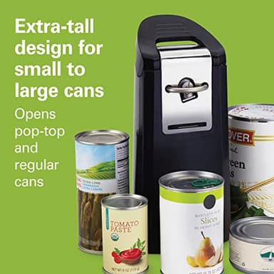 Hamilton Beach Smooth Touch Electric Automatic Can Opener Easy Push Down Lever, For All Standard-Size and Pop-Top, Extra Tall, With Bottle Opening Accessory and Built-In Knife Sharpener, Black - Image 5