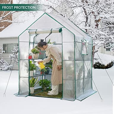 Greenhouses for Outdoors,Portable Walk in Greenhouse for Garden Plants That Need Frost Protection and Away from Pests,Animals(56"x55"x78")-White - Image 2