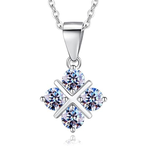 Attalen Handmade Sterling Silver Necklace Rhombus Moissanite Pendant With Gift Wrapped Box For Her Woman Wife Girlfriend Daughter Present For Birthday Valentine Wedding Anniversary - Image 1