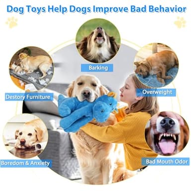 Letsmeet Dog Toys for Aggressive Chewers, Interactive Plush Dog Toy with Squeaker and Crinkle Paper, Suitable for Reducing Boredom and Anxiety, Cute Pet Toy for Small, Medium and Large Dogs - Image 5