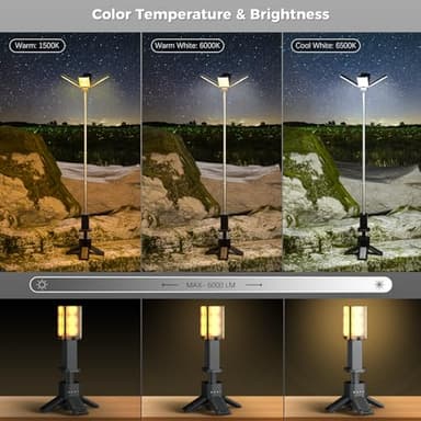 Clemas Telescopic Camping Lights Rechargeable 14000 mAh Led Multifunction Magnetic Lanterns Job Site Lighting Cordless Dimmable Camping Tent Lamp Portable Power Supply 6000LM IPX5 Waterproof - Image 3