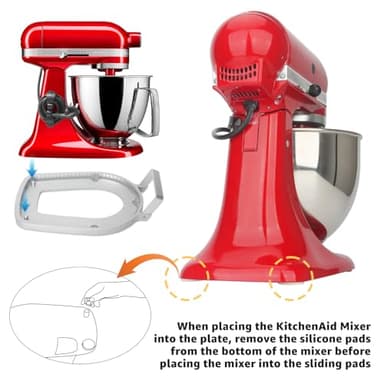 Sliding Mat for Kitchen aid 4.5-5 Qt Stand Mixer with 1Pc Cord Organizer and 3Pcs Attachment Holder for Kitchen Appliance Slider Counter, Sliding Tray,Moving Tray Silver - Image 3