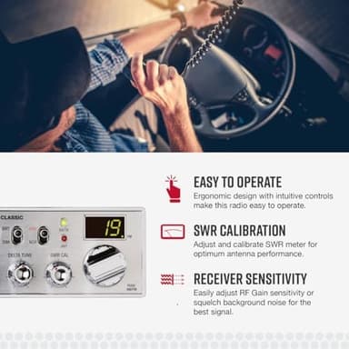 Cobra 29 LTD Classic AM/FM Professional CB Radio - Easy to Operate, Emergency Radio, Instant Channel 9, 4-Watt Output, Full 40 Channels, Adjustable Receiver and SWR Calibration, Black - Image 4