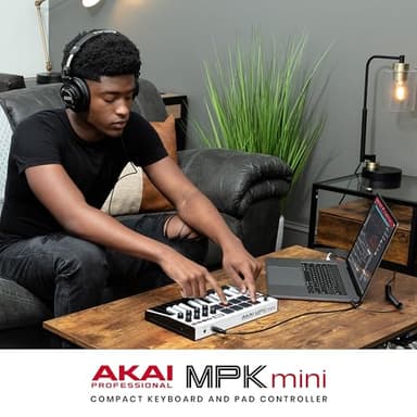 Akai Professional MPK Mini MK3 - 25 Key USB MIDI Keyboard Controller With 8 Backlit Drum Pads, 8 Knobs, Music Production Software and Native Instruments Sound Package (NKS Integration), White - Image 13