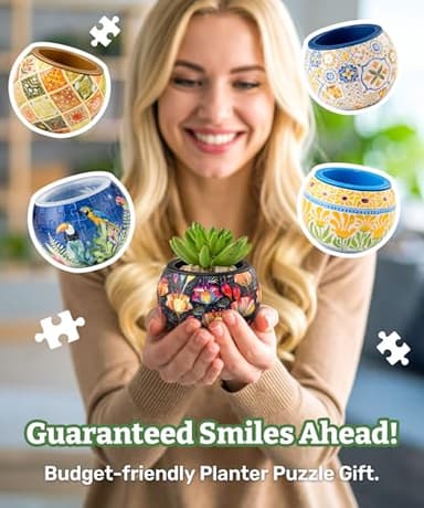 PieceRelax 3D Puzzle Planter 80 Pieces - Flower Pot - Dancing Leaves in Fall, Home Decor Flower Pots for Indoor Cactus, Succulents Pots [K1108] - Image 6