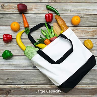TOPDesign 12-Pack Super Strong Large 12oz Cotton Canvas Tote Bags, Reusable Grocery Shopping Cloth Bags, Fashionable Two-Tone Totes for Crafts, DIY Your Creative Designs - Image 4