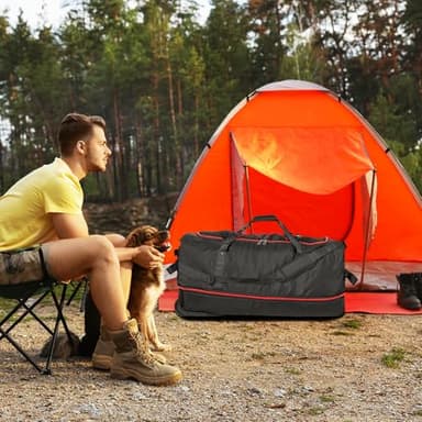 Vomgomfom 32" Soft-Sided Foldable Wheeled Travel Duffel Bag,Expandable 110L to 140L Rolling Cargo Bag with 2 Wheels and Multiple Pockets,Black-red - Image 8