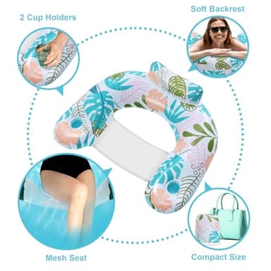 ANNIL【2 Pack】 Adult Inflatable Pool Floats Chair, Water Leisure Inflatable Floating Chair,Drink Holder, Ergonomic Headrest,Pool Floaties for Adults Swimming Pool Party, Summer Water Fun - Image 6