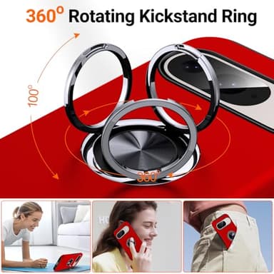 JAME for Google Pixel 9 Case/Google Pixel 9 Pro Case, Slim Fit Military Grade Shockproof Case for Pixel 9 with Ring Holder Kickstand Protective Phone Case for Google Pixel 9/9 Pro, Red - Image 4