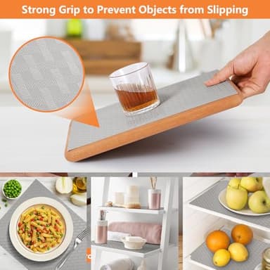 Light Gray Shelf Liners for Kitchen Cabinets Refrigerator Liners Waterproof & Oil-Proof Kitchen Cupboard Liner Drawer Mats EVA Material Non Adhesive Fridge Liner for Shelves 23.6 x 393.7 Inches - Image 6
