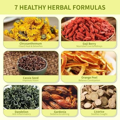 Dandelion Wolfberry Tea Bags, Natural Kidneys & Liver Health Tea with Dandelion, Chrysanthemum, Wolfberry, Cassia Seed, Licorice, Orange Peel, Gardenia, Dandelion Root Tea Organic(1 Pack/12 Bags) - Image 2