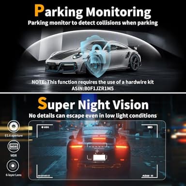 Dash Cam Front and Rear: 4K Dual Channel Dash Cam - 5GHz WiFi, Dash Camera for Cars with 64GB Card, 2" IPS, App Control, G-Sensor, Loop Recording, 170° Wide Angle, Night Vision, 24H Parking Mode - Image 7