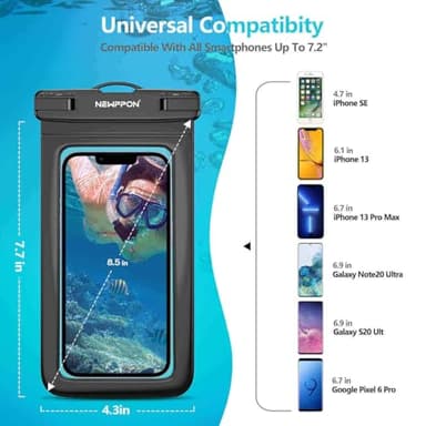Newppon 4 Pack 8.5“ Waterproof Cell Phone Pouch - Underwater Dry Bag Case Lanyard - Water Proof Clear Holder Protector for iPhone 16 15 14 Pro Max Plus Samsung Galaxy S25 Ultra Note for Beach Swimming - Image 3