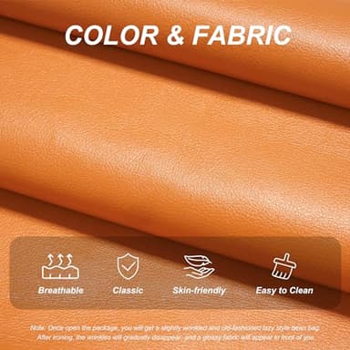 Hobestluk Bean Bag Chair Giant Bean Bag Sofa Memory Foam Bean Bag Couches for Adults, Leather Bean Bag Chairs for Living Room Bedroom Dorm Office (Orange) - Image 5