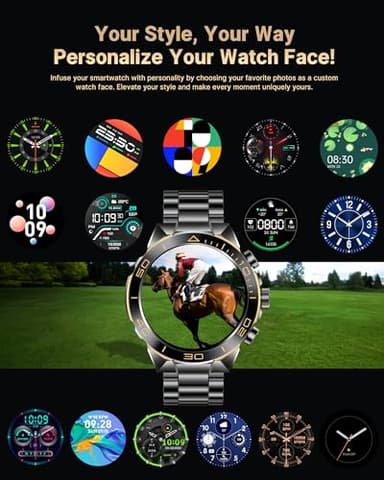 Smart Watch for Men Answer/Make Call for Android iPhone, 1.43" AMOLED HD Screen Mens Luxury Watch, 400mAh Heavy Duty Smartwatch Heart Rate Blood Oxygen Blood Pressure Sleep Monitor Pedometer, 2 Straps - Image 8