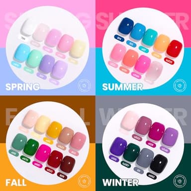 beetles Gel Polish Vivid Seasons, Fall Gel Nail Polish Set, 36 Colors Yellow Burgundy Purple Pink Jelly Shades, 45pcs with Base & Top Coat, UV LED Soak Off DIY Salon Set, Gift for Women & Girls - Image 2