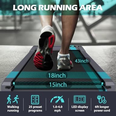 WELLFIT 10% Incline Walking Pad Treadmills for Home, Under Desk Treadmill 265lb Capacity, Voice Controlled Works with KINOMAP Apple Health, Compact for Apartment, Easy to Move Store Upright Place - Image 4