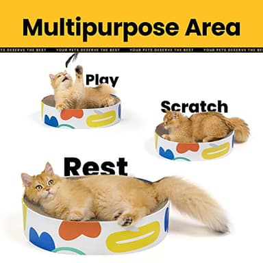 Conlun Cat Scratcher Cardboard,2 in 1 Oval Cat Scratch Pad Bowl for Indoor Kitty Grinding Claw,Round Kittens Scratching Board Corrugated Lounge Pet Beds&Furniture Protector for Couch&Carpets&Sofas - Image 5