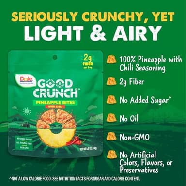 Dole Good Crunch Pineapple with Chili Dried Fruit Bites, Gluten Free & Vegan Snack, 0.5oz Bags (Pack of 12) - Image 3
