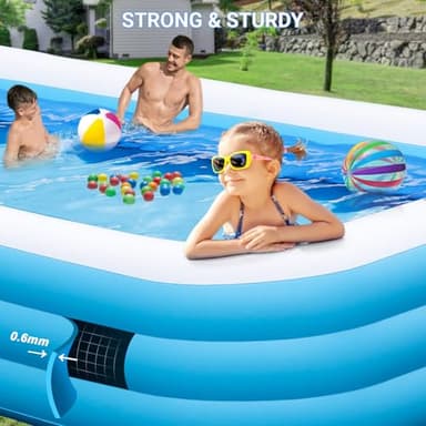 Large Inflatable Pool with Lights - 145'' X 74'' X 22'', Thickened Blow Up Pool with Seats & Backrest for Adults, 7 Color Big Swimming Pool for Family Water Party Backyard Summer - Image 5