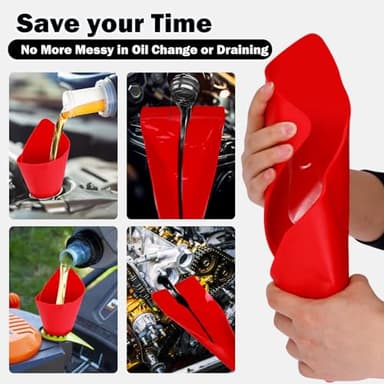 Perocrk Flexible Funnel for Oil Change Spill - Free, Form a Funnel Draining Oil from Tough Place, Easy to Clean & Foldable, for Lawnmower, Snowplow, Truck, Motorcycle. - Image 7
